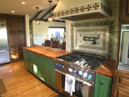 Kitchen cabinets with combination paint and stain