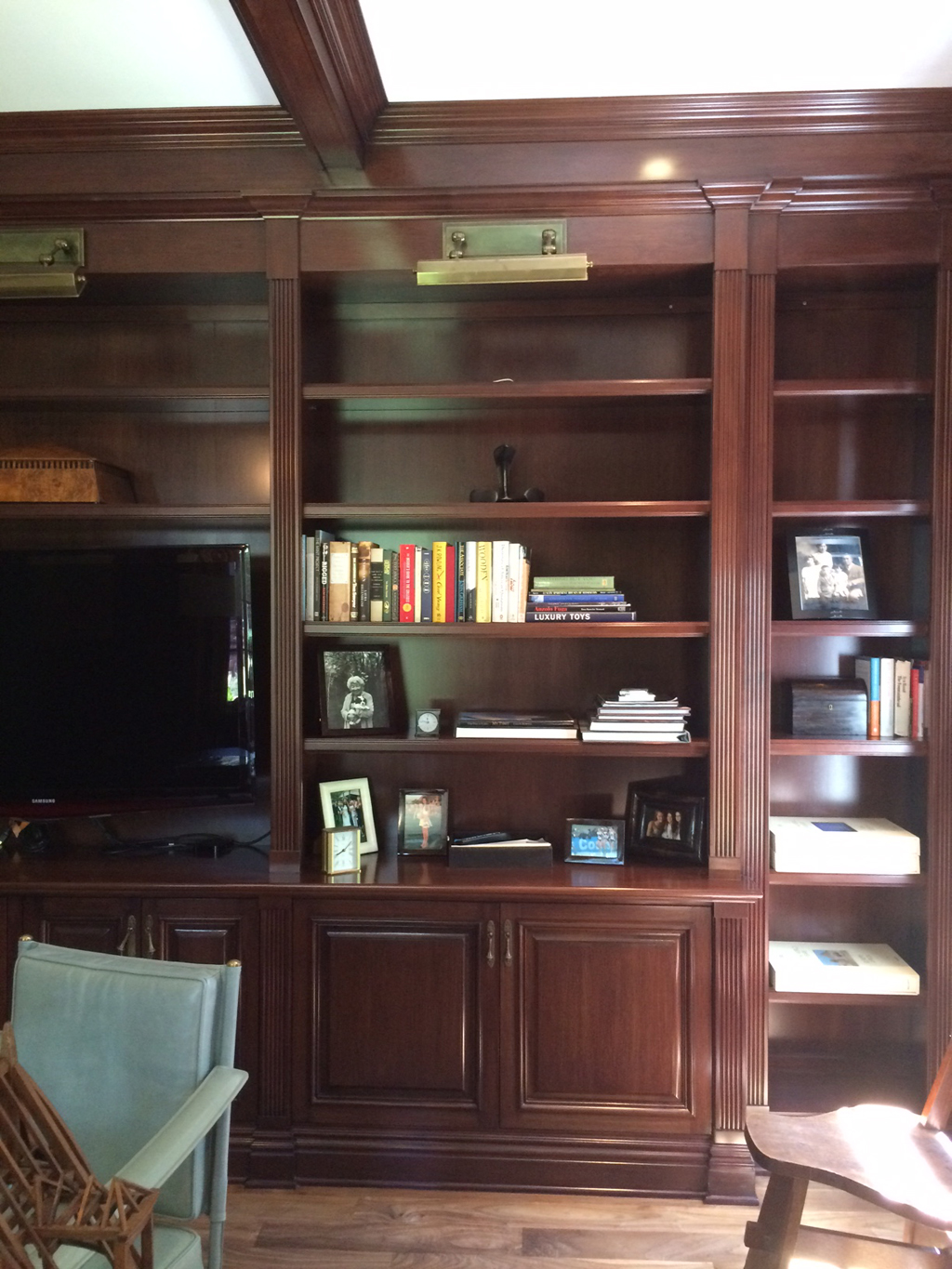 Custom mahogany library - Pacific Palisades residence