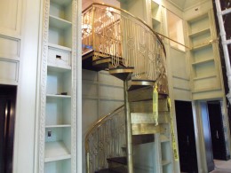 Library with custom bronze & spiral staircase