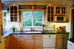 Maple cabinets with Bead Board doors
