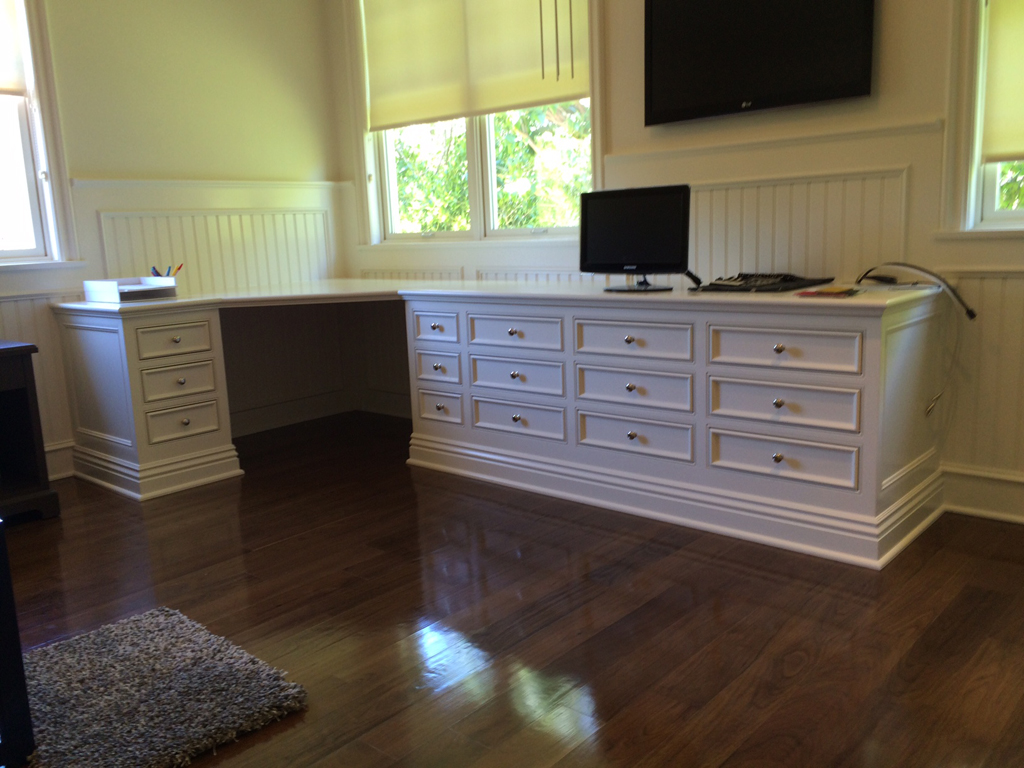 Custom desk with inset doors & drawer fronts