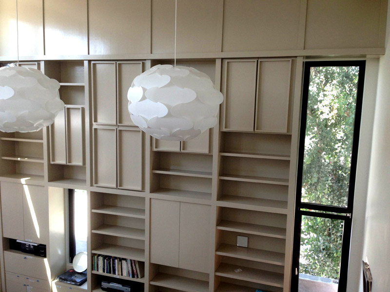 Painted custom bookcase library alt view
